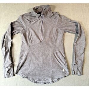 Apana Women's Athletic 1/4 Zip Top M Gray Pullover‎ Long Sleeve Mock Neck Shirt